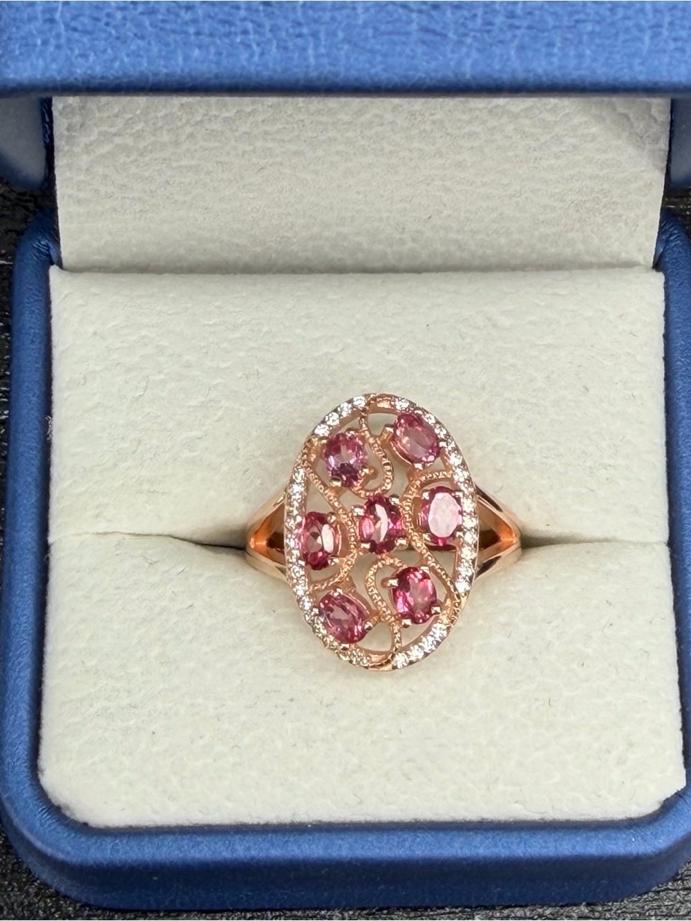 Natural 1.26CT Topaz Pink Mystic 925 Sterling w/ 18K Rose Gold Ring Size 6.75